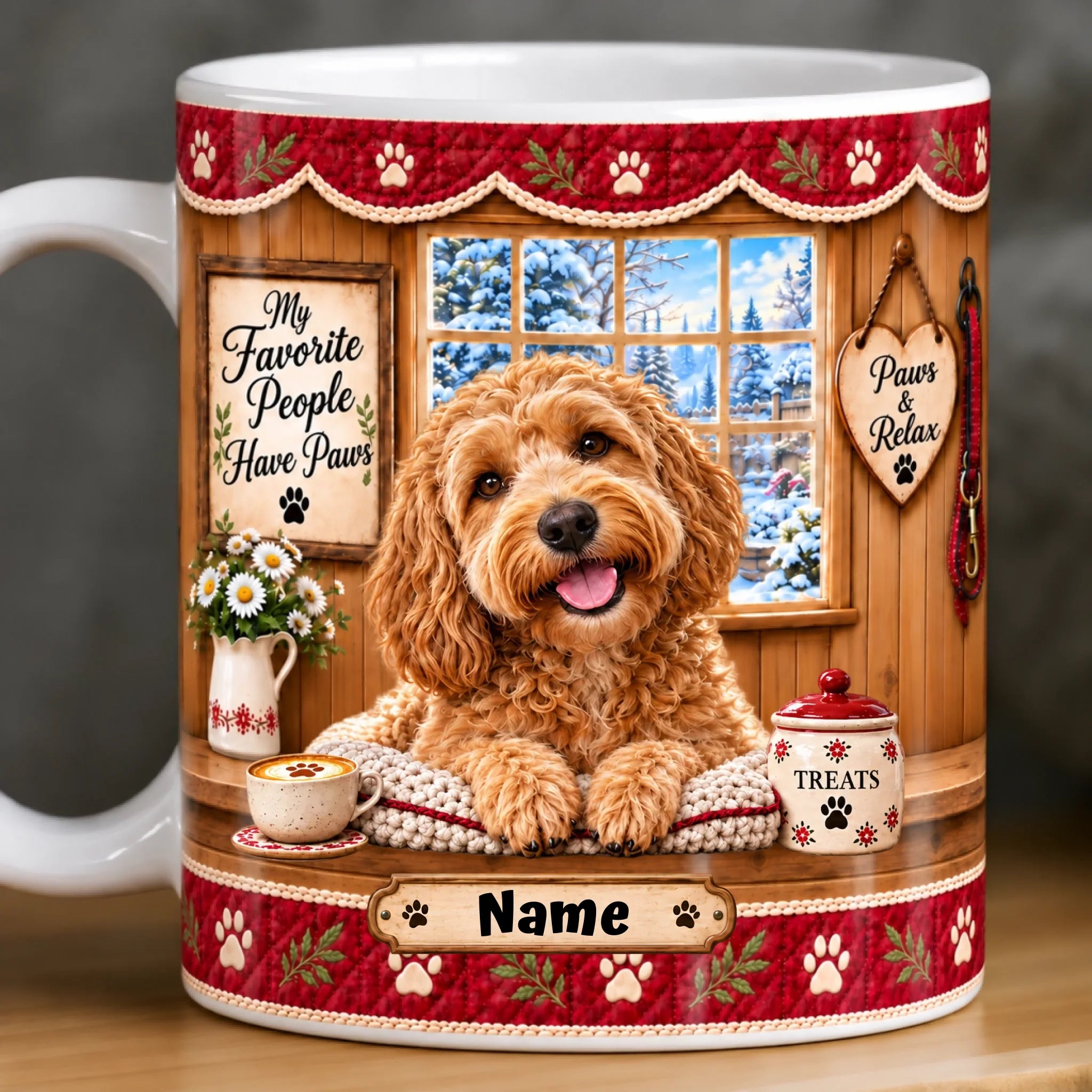 Left-handle mug with paw-themed signs-3